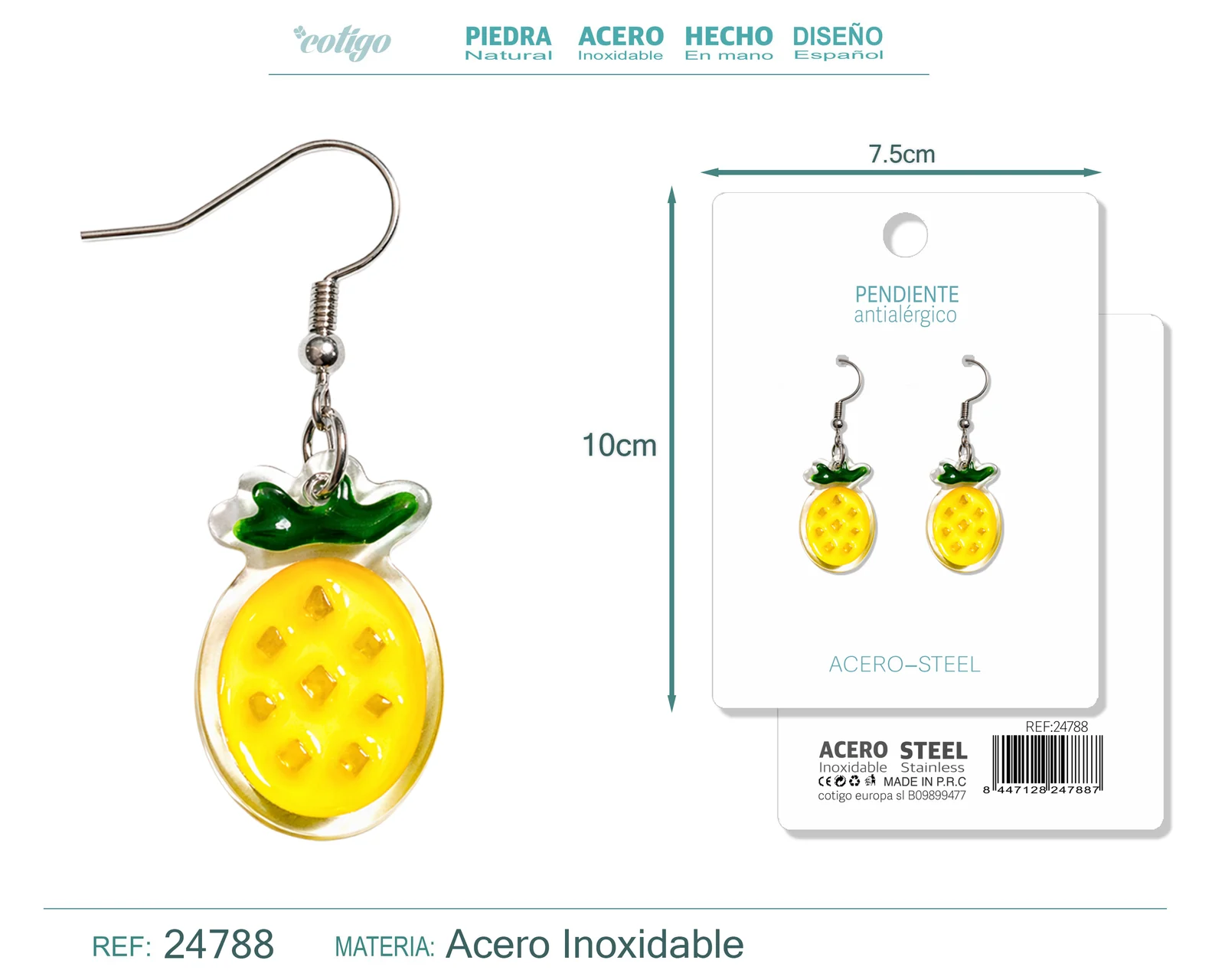 PENDIENTE DE PIÑA ACCESORIO ACERO