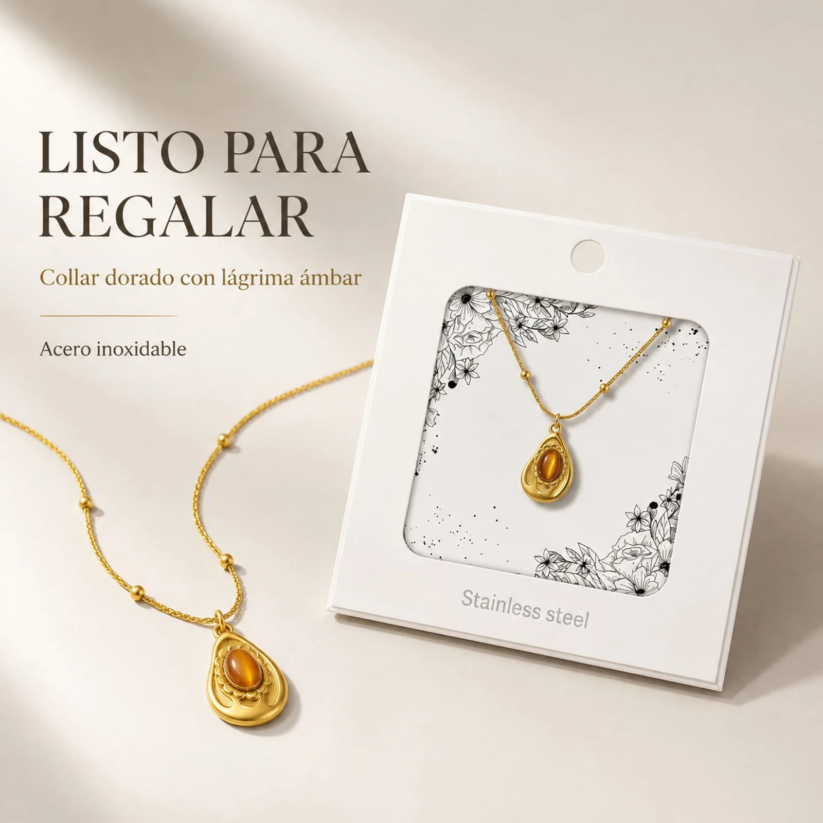 COLLAR ACERO INOXIDABLE CON SOBRE