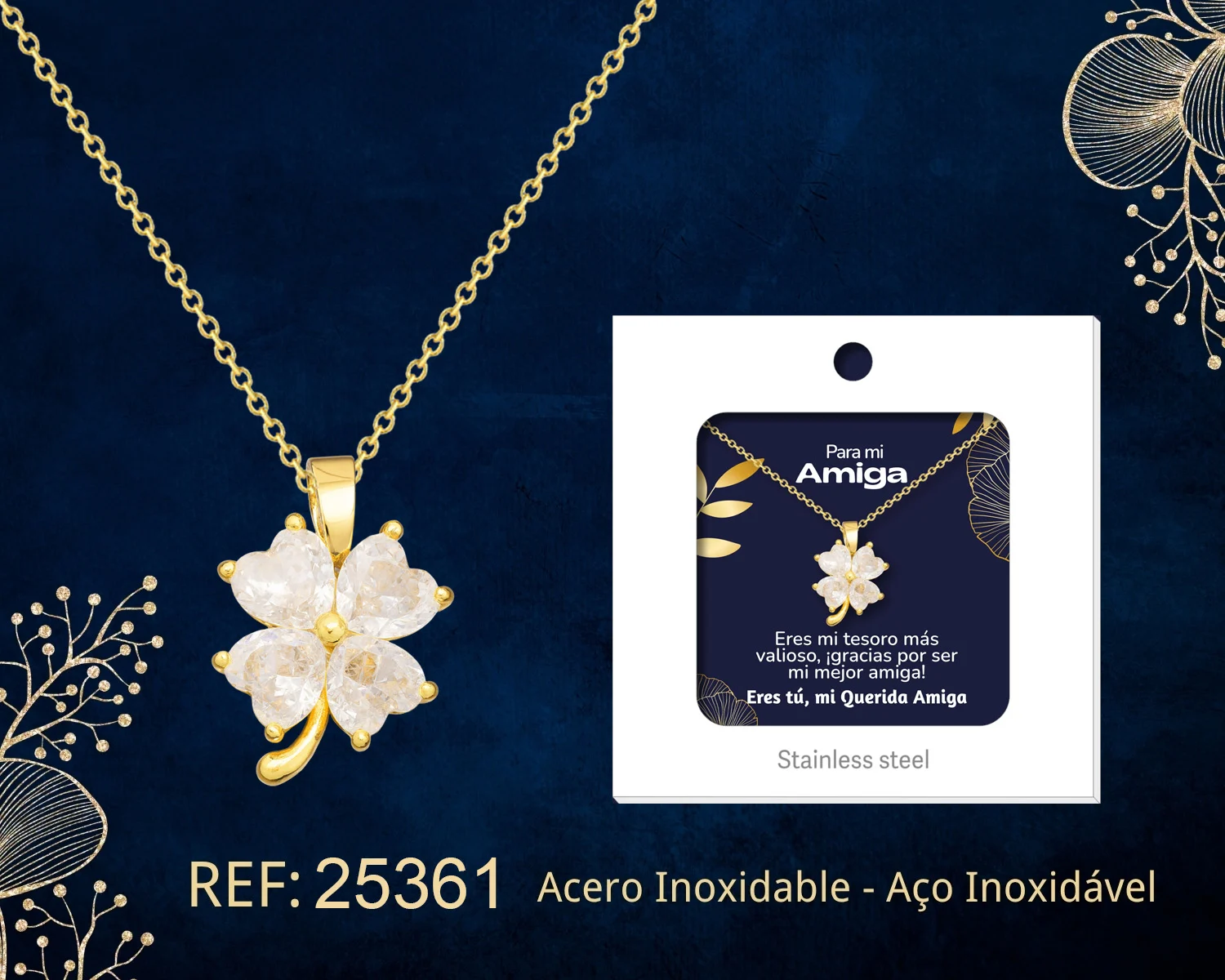 COLLAR ACERO CON CIRCONITA PARA REGALAR A  AMIGA