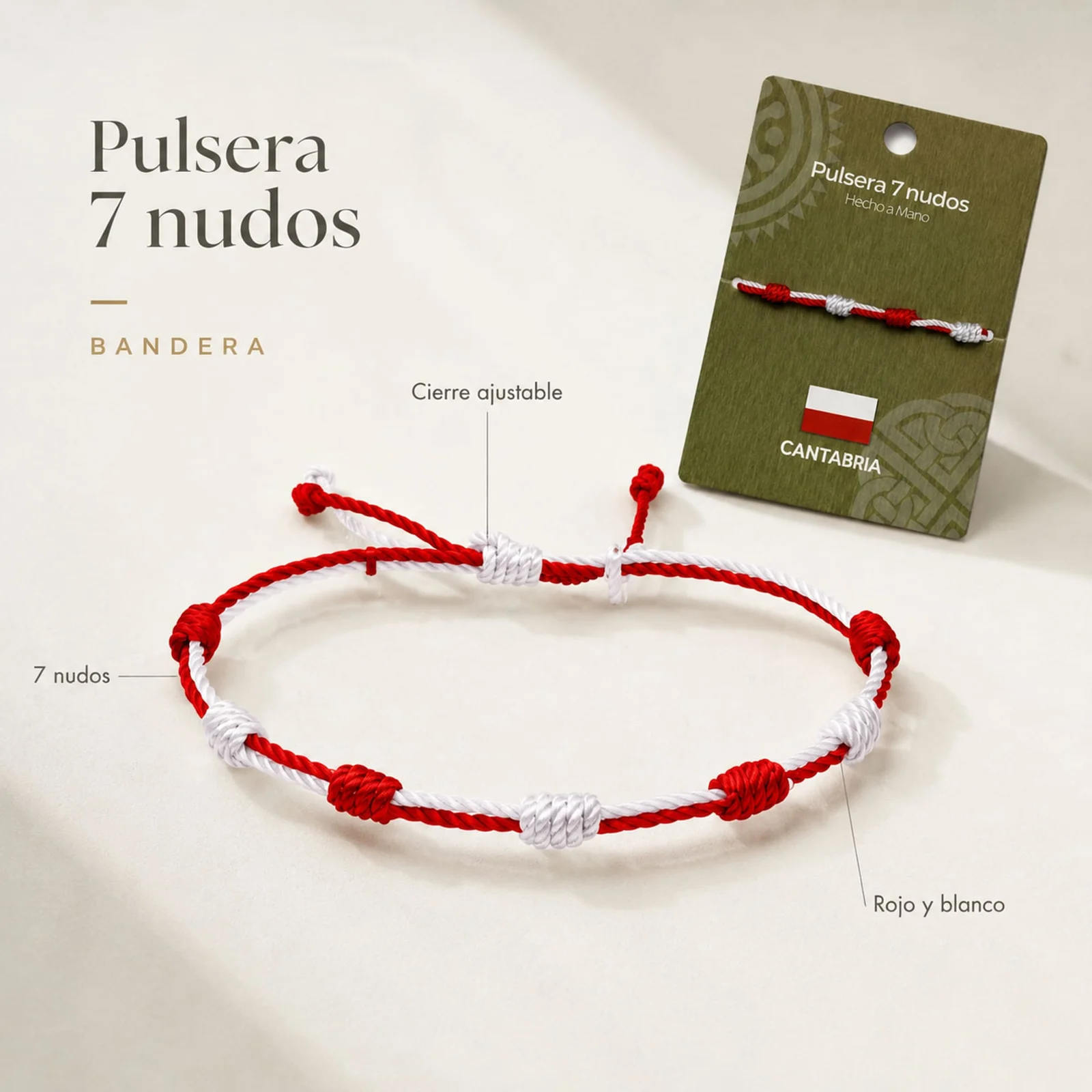 PULSERA 7 NUDOS DE BANDERA DE  CANTABRIA