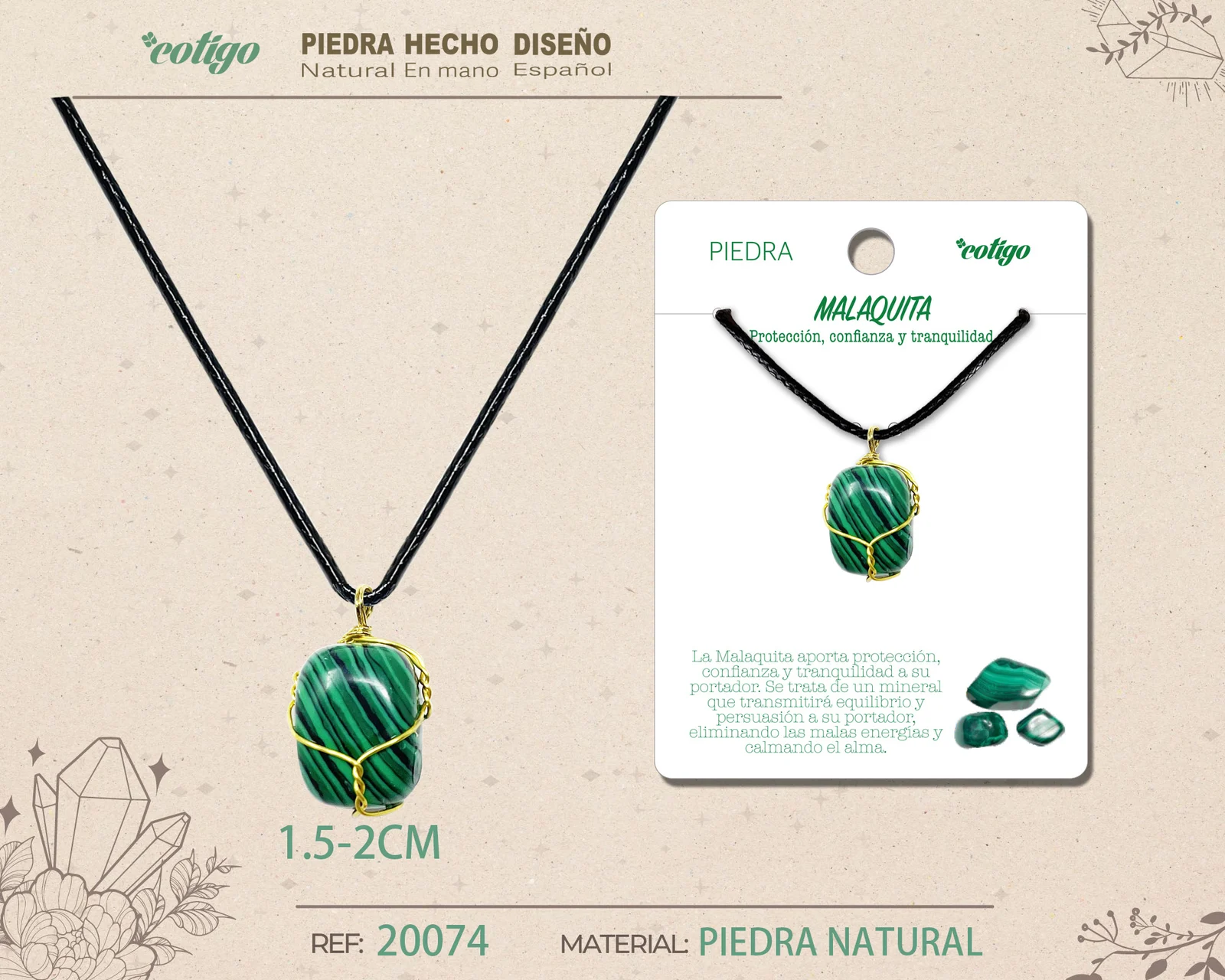 COLGANTE PIEDRA NATURAL- MALAQUITA