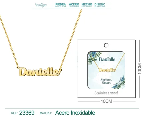 COLLAR NOMBRE INGLES DANIELLE ACERO CON SOBRE