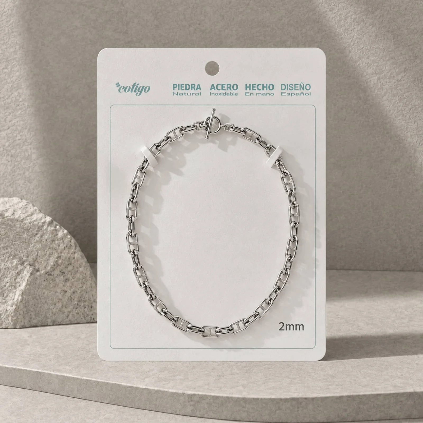 COLLAR DE CADENA ACERO PLATEADO