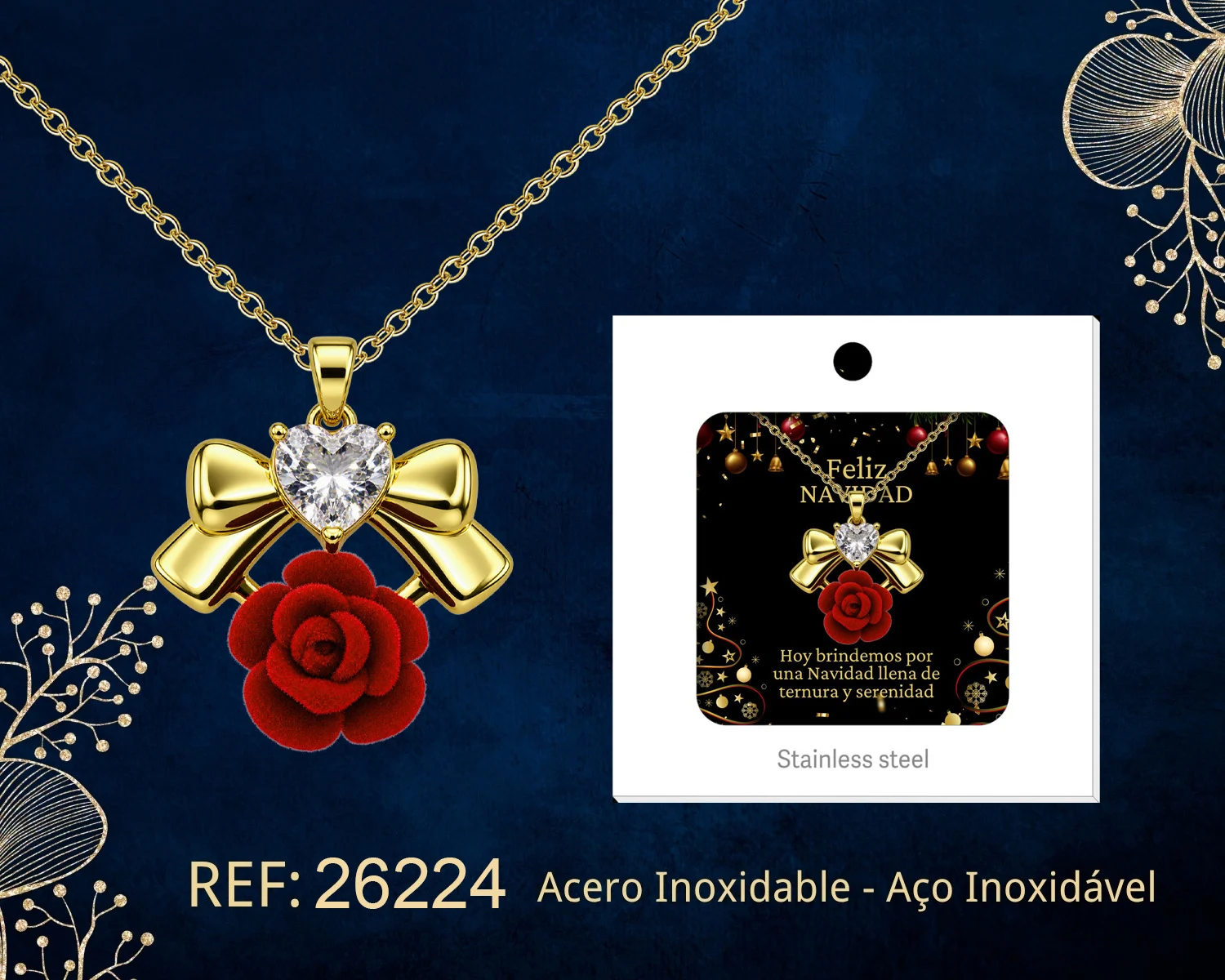 COLGANTE CHAPADA ORO 14K CON CIRCONITA PARA NAVIDAD