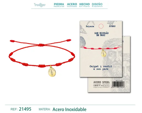 SAN NICOLÁS DE BRARIPULSERA 7 NUDOS CON  ACERO DORADO