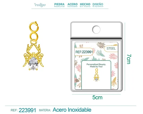 CHARM DE COBRE CHAPADO A ORO 14K CON CIRCONITA-CON CIERRE