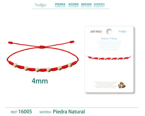 PULSERA 7 NUDOS CON  JASPE PAISAJE 4MM