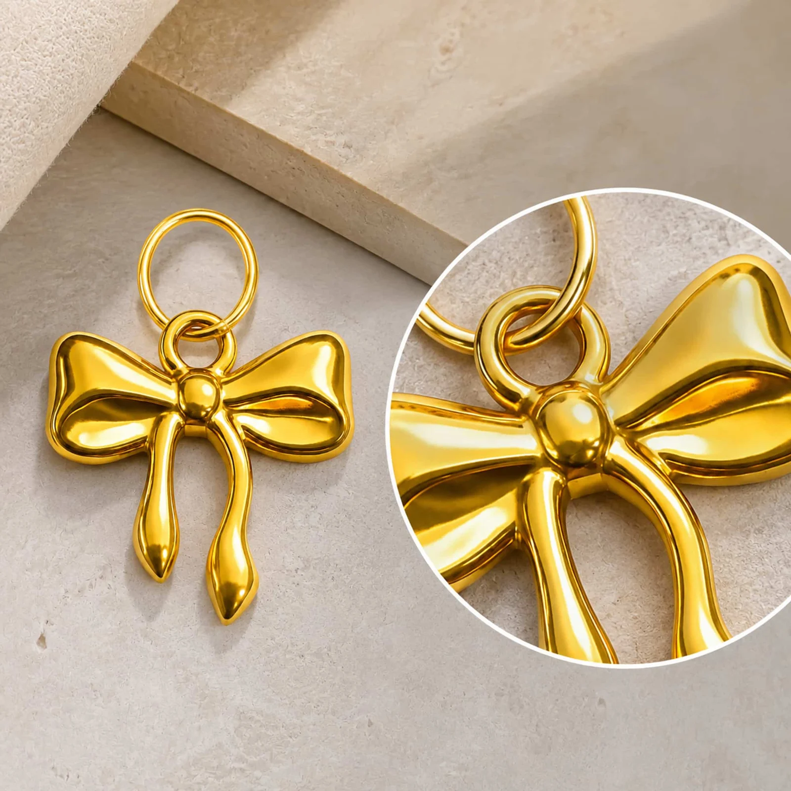CHARM ACERO DORADO CHAPADO ORO 14 K
