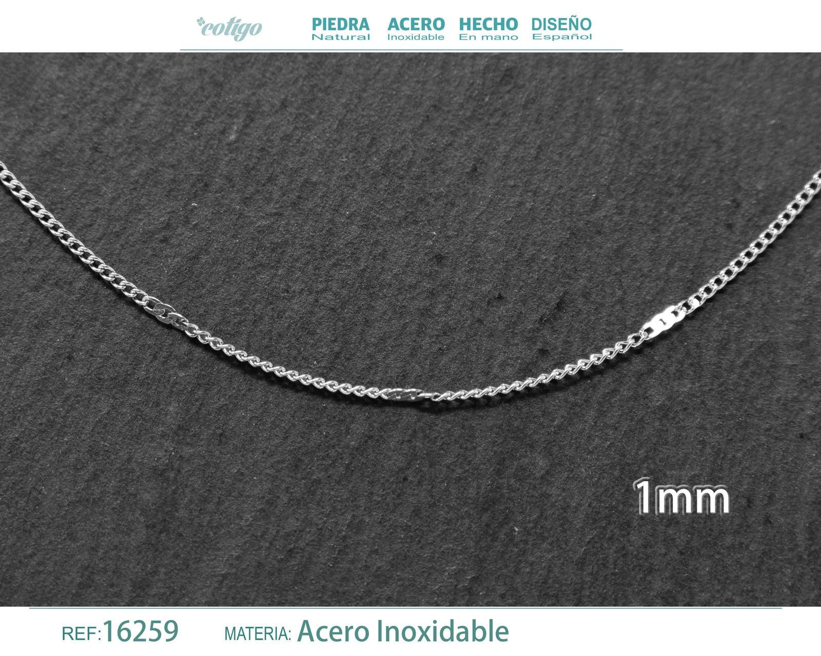 COLLAR DE CADENA ACERO PLATEADO