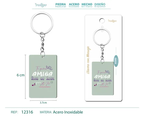 LLAVERO MENSAJE COLORES CON ACCESORIO ACERO