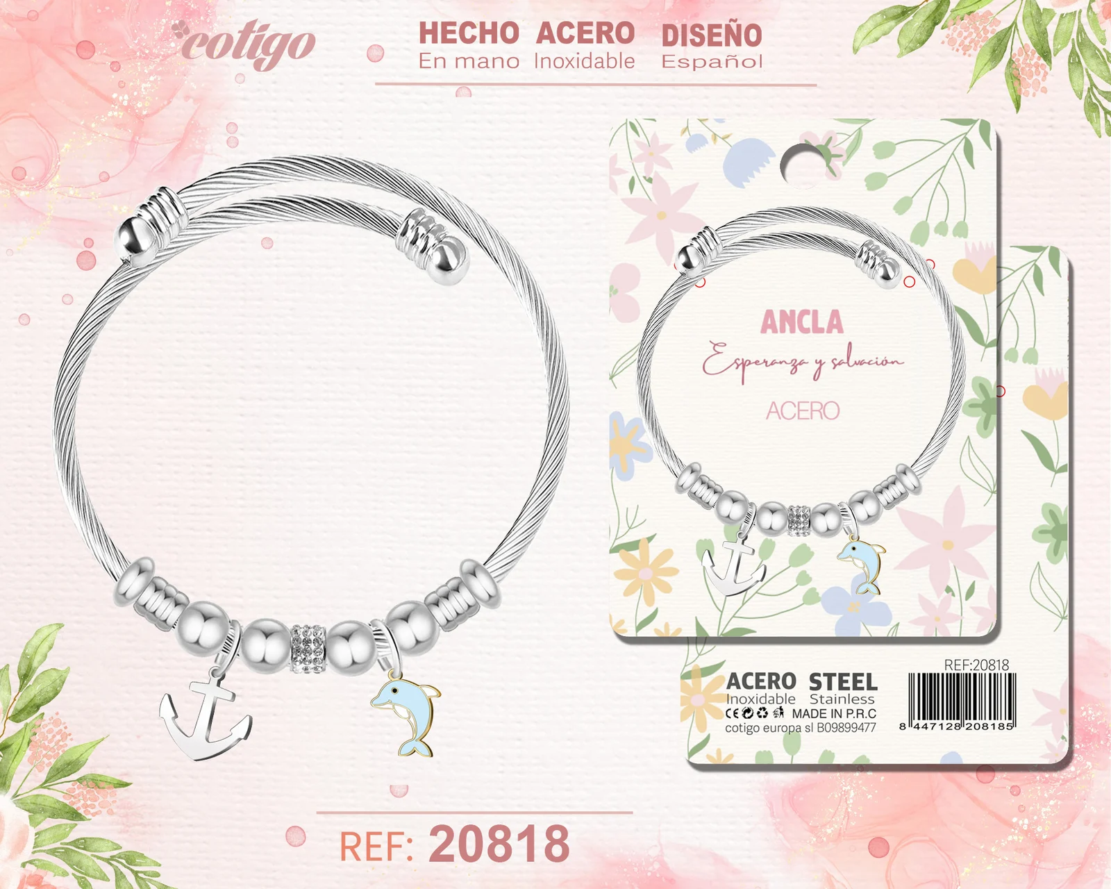 BRAZALETE ACERO CON: ANCLA