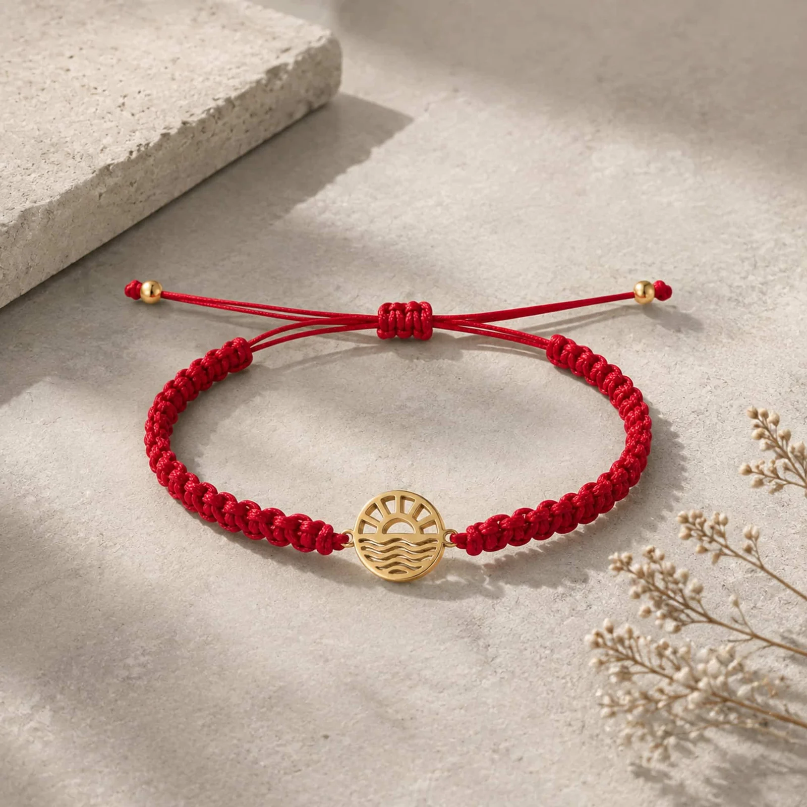 PULSERA HILO DESTINO  CON AMANECER ACERO DORADO
