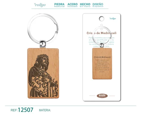 LLAVERO DE MADERA CON CRISTO DE MEDINACELI
