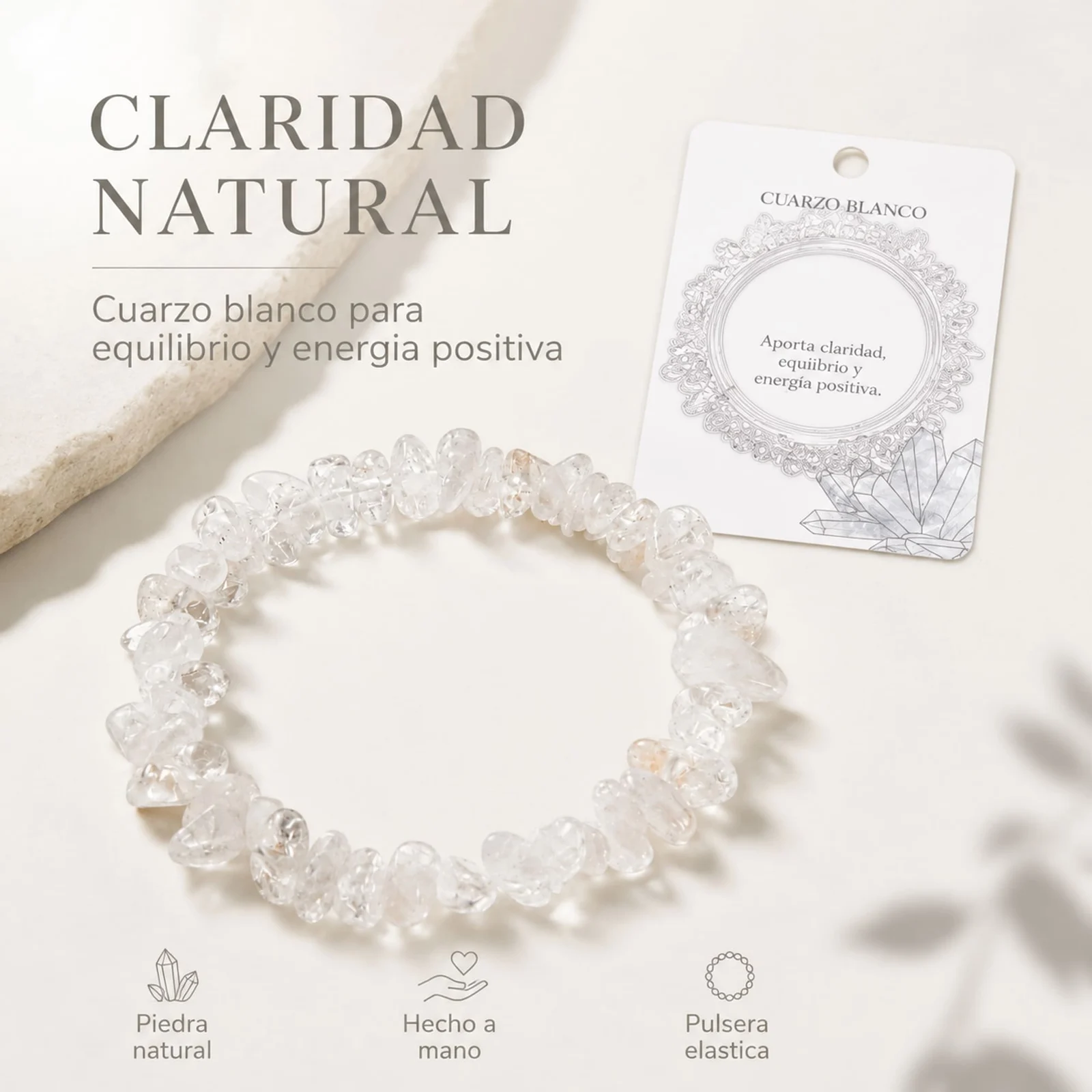 Pulsera Piedra natural Cuarzo Blanco