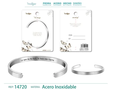 BRAZALETE ACERO CON MENSAJE ESPAÑOL