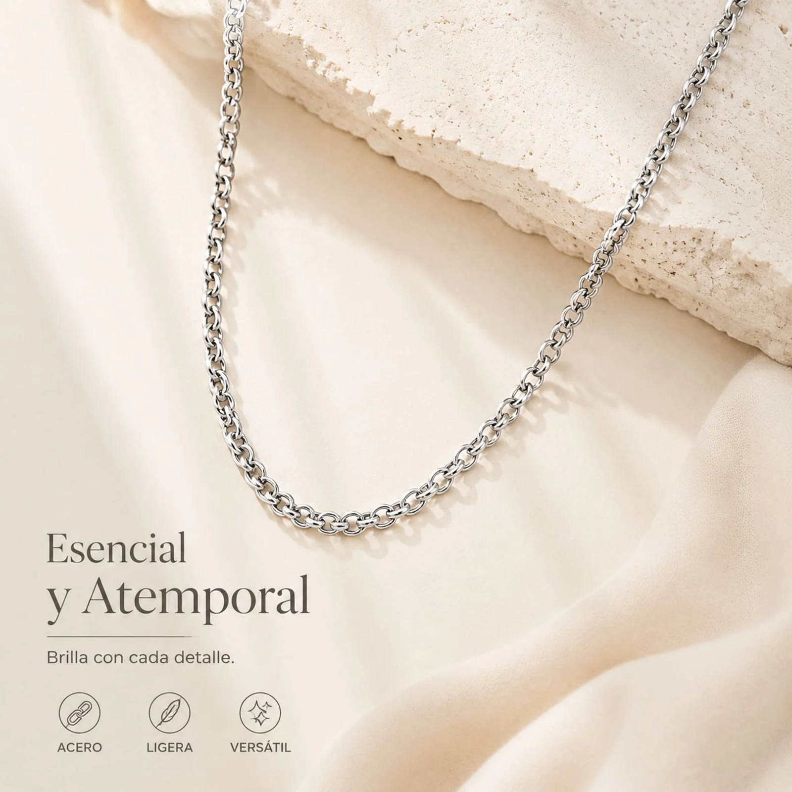 COLLAR DE CADENA ACERO PLATEADO
