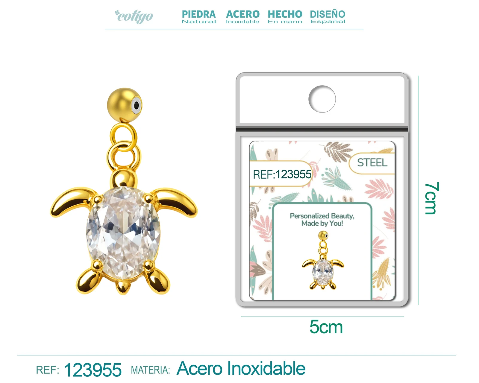 CHARM DE COBRE CHAPADO ORO 14K CON CIRCONITA-CON BOLA DE GOMA