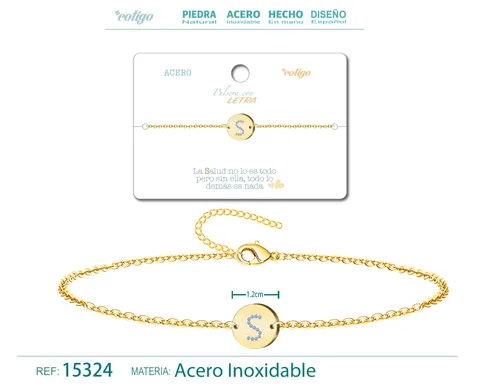 PULSERA LETRA S COLOR DORADO