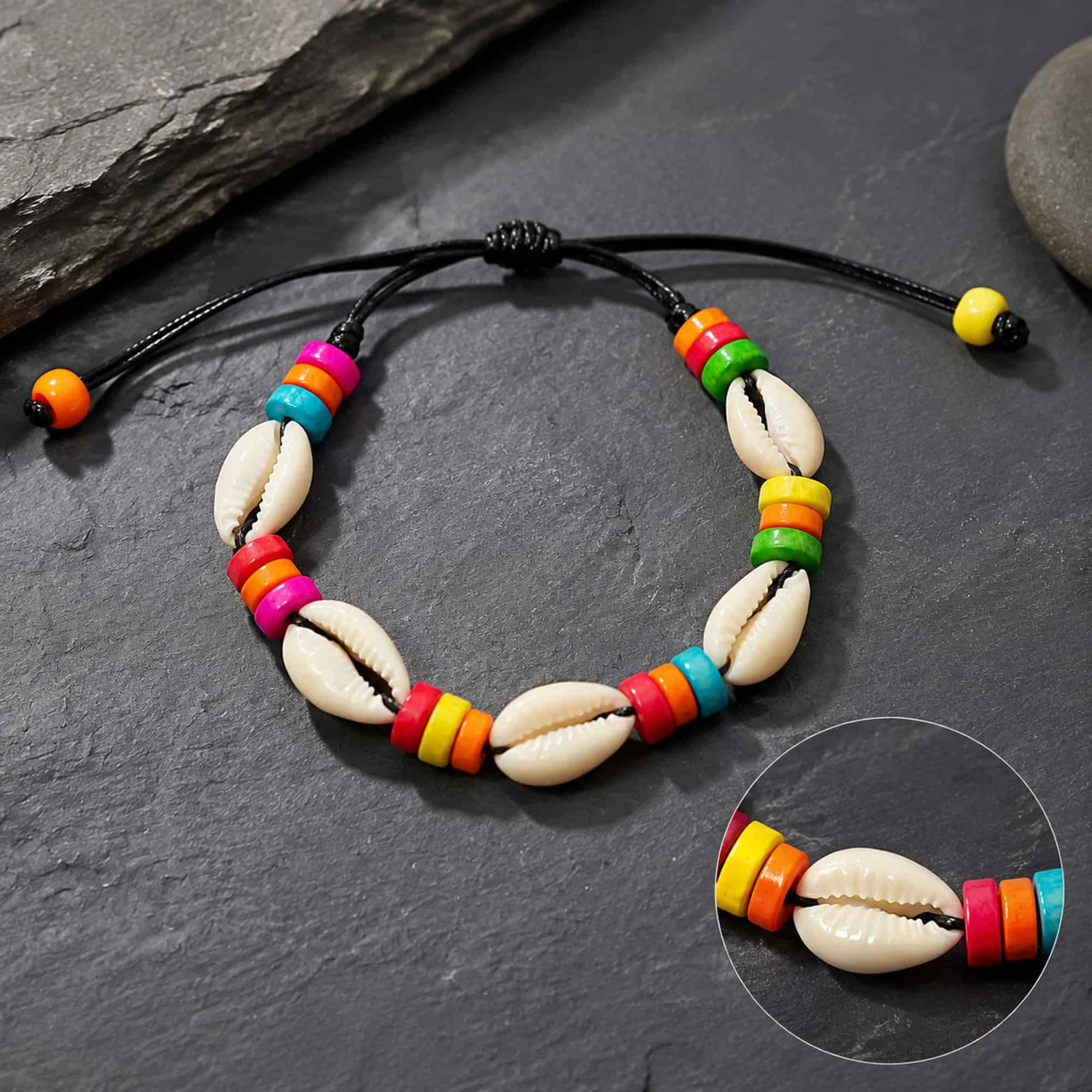 PULSERA HILO ENCERADO DE CONCHA
