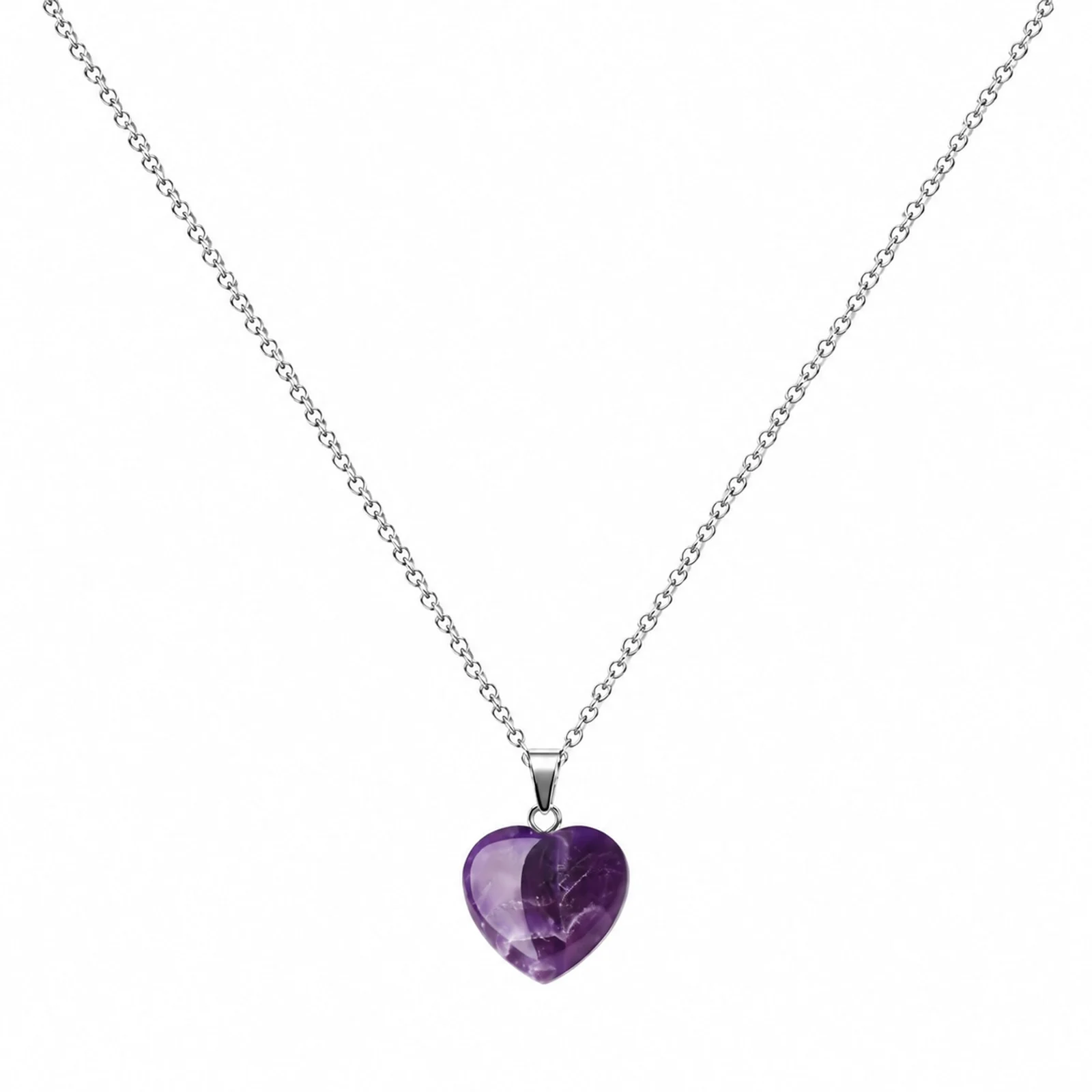Colgante Piedra Amatista con cadena Acero Inoxidable