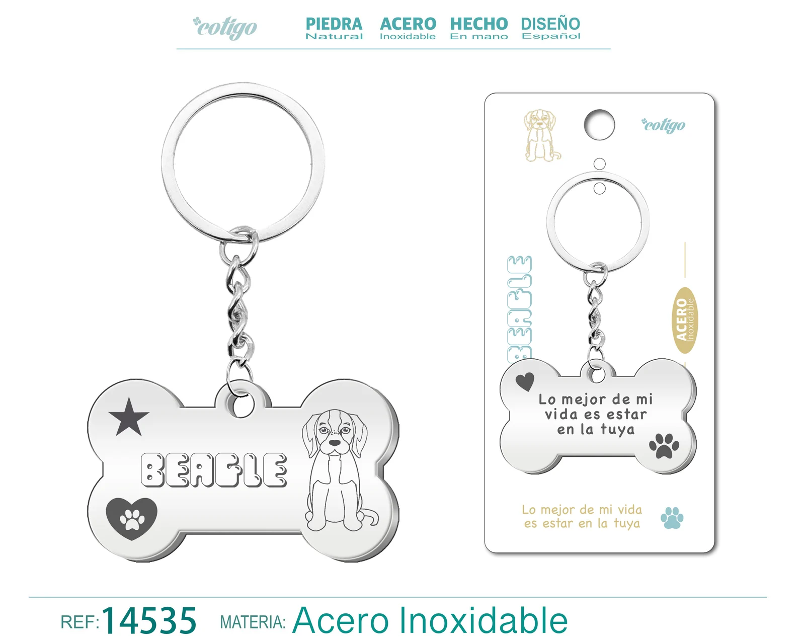 LLAVERO ACERO DE PERRO BEAGLE