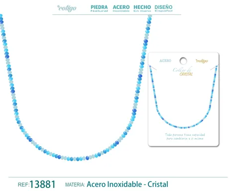 COLLAR DE CRISTAL MULTICOLOR CON CIERRE ACERO