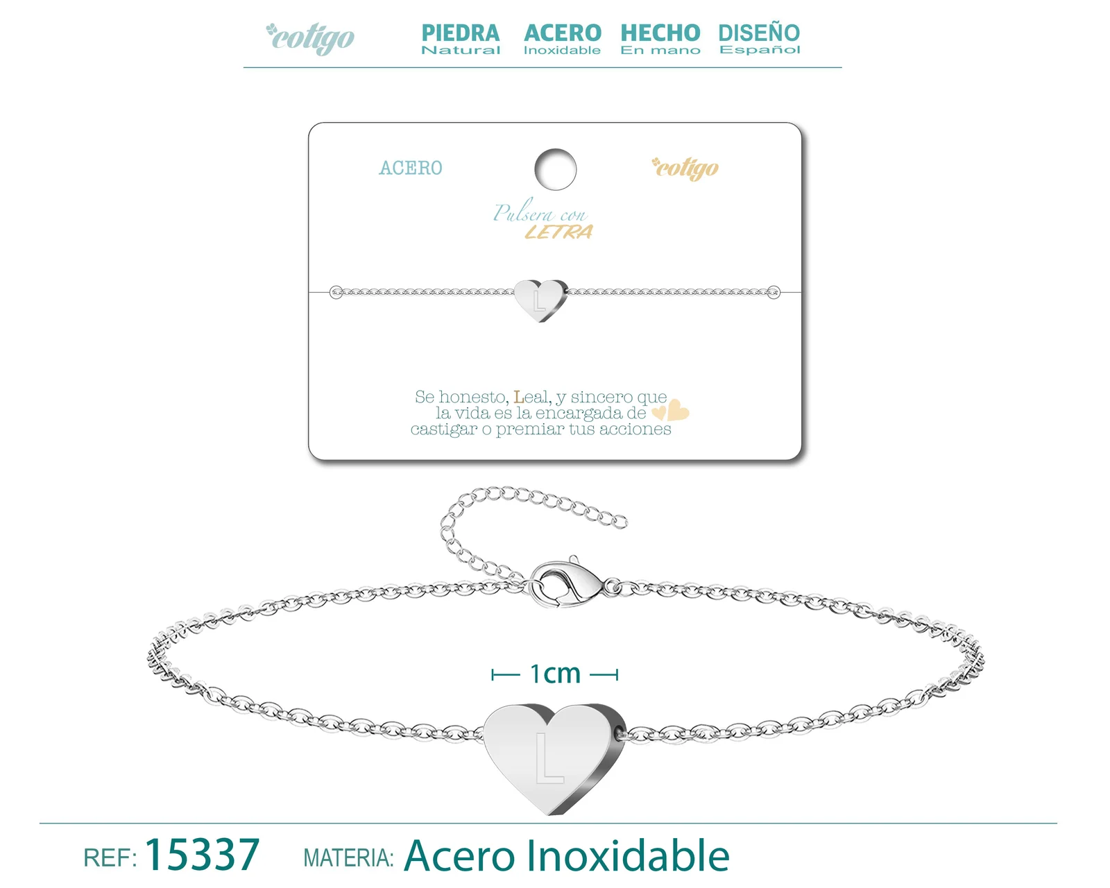 PULSERA LETRA L COLOR PLATEADO