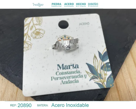 ANILLO NOMBRE MARTA ACERO COLOR PLATEADO