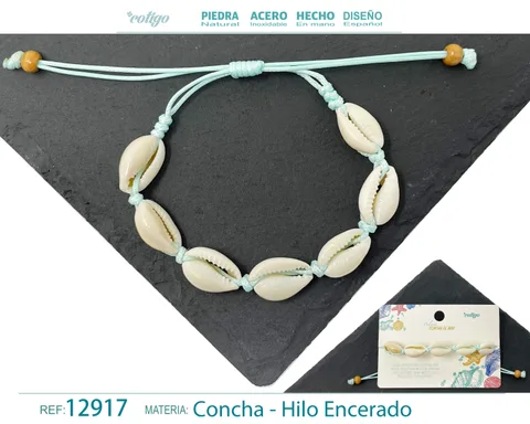 PULSERA HILO ENCERADO DE CONCHA