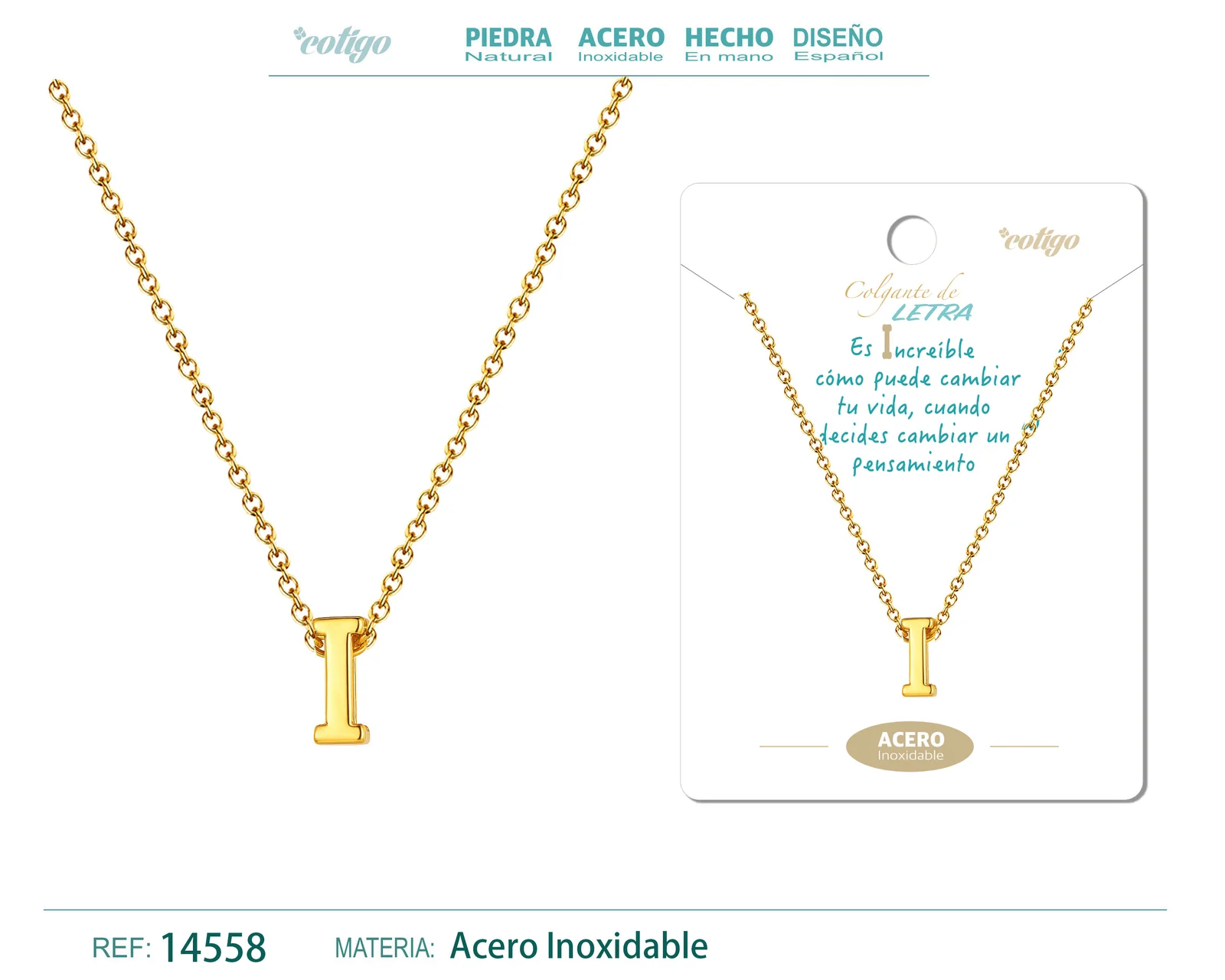 COLLAR LETRA I COLOR DORADO