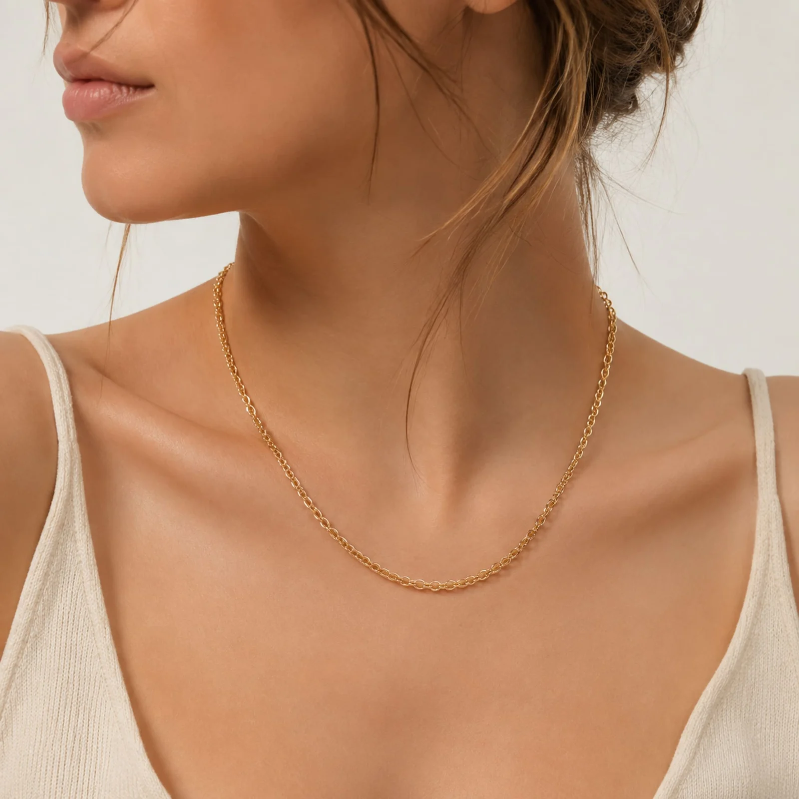 COLLAR DE CADENA ACERO DORADO