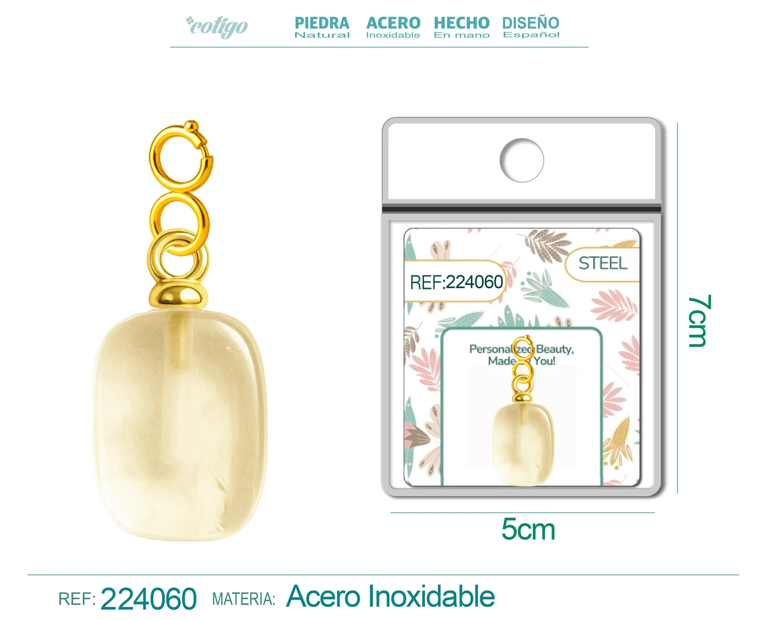 CHARM ACERO DORADO CHAPADO ORO 14 K-CON CIERRE