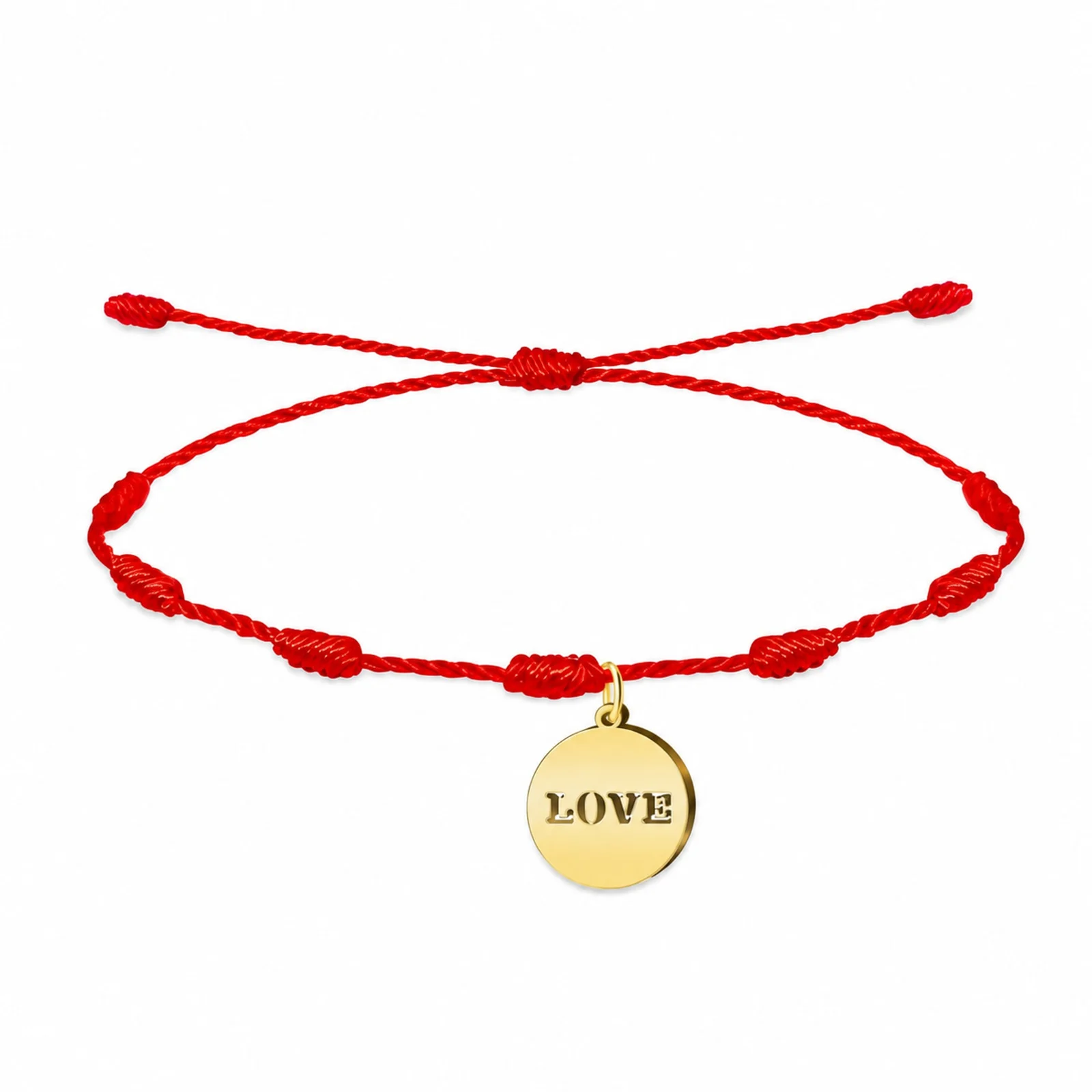 PULSERA 7 NUDOS CON LOVE COLOR DORADO