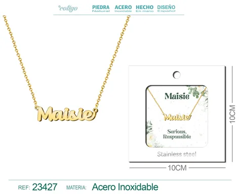 COLLAR NOMBRE INGLES MAISIE ACERO CON SOBRE