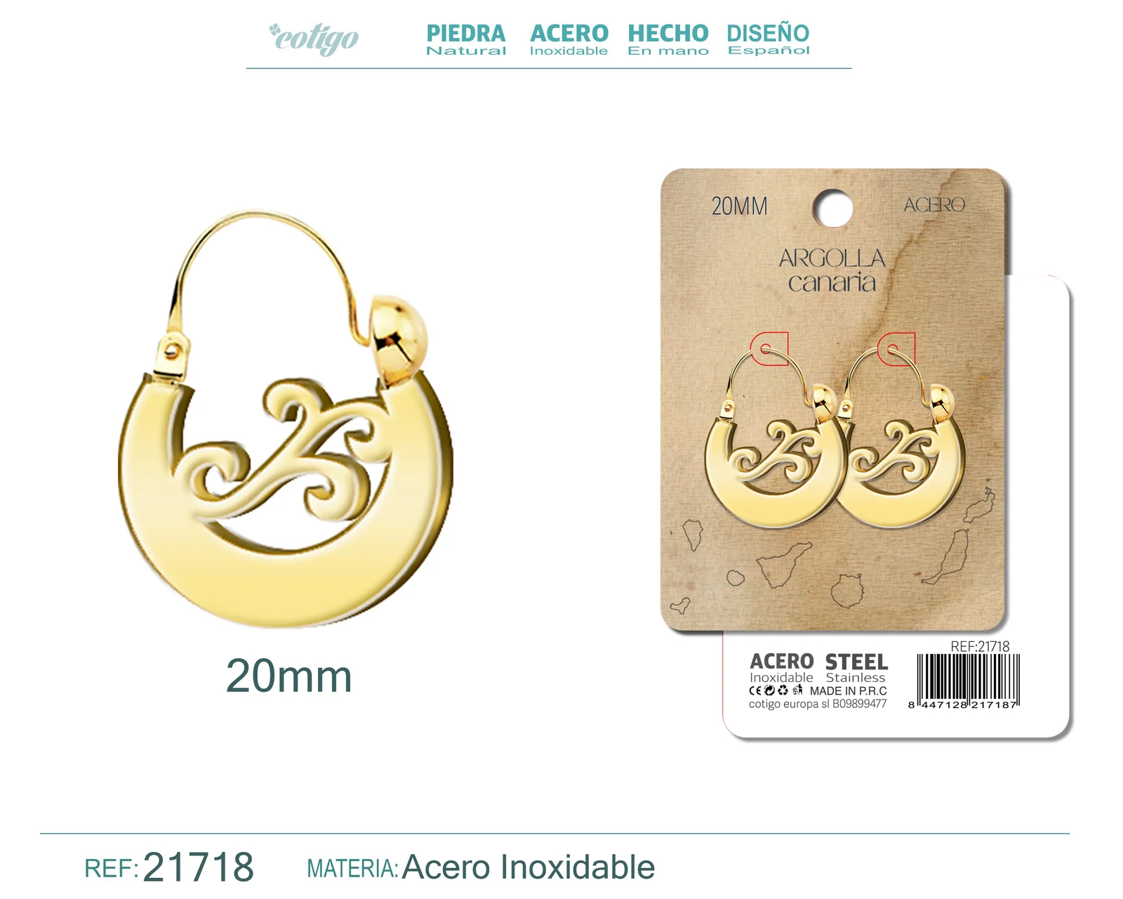 ARGOLLA CANARIA 20MM ACERO PLATEADO