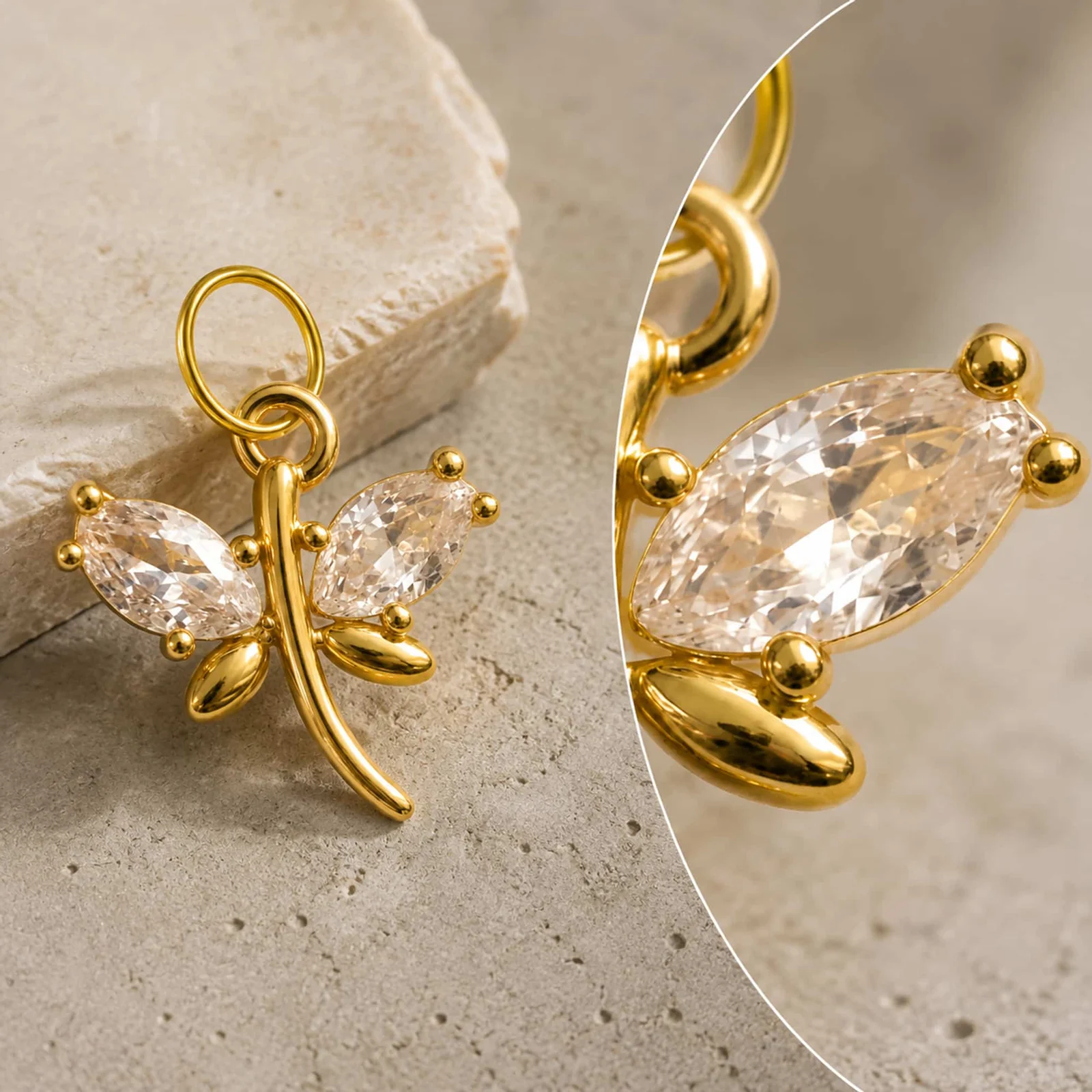 CHARM DE COBRE CHAPADO ORO 14K CON CIRCONITA