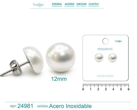 PENDIENTE DE PERLA CON ACCESORIO ACERO