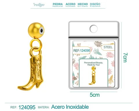 CHARM ACERO DORADO CHAPADO ORO 14 K-CON BOLA DE GOMA