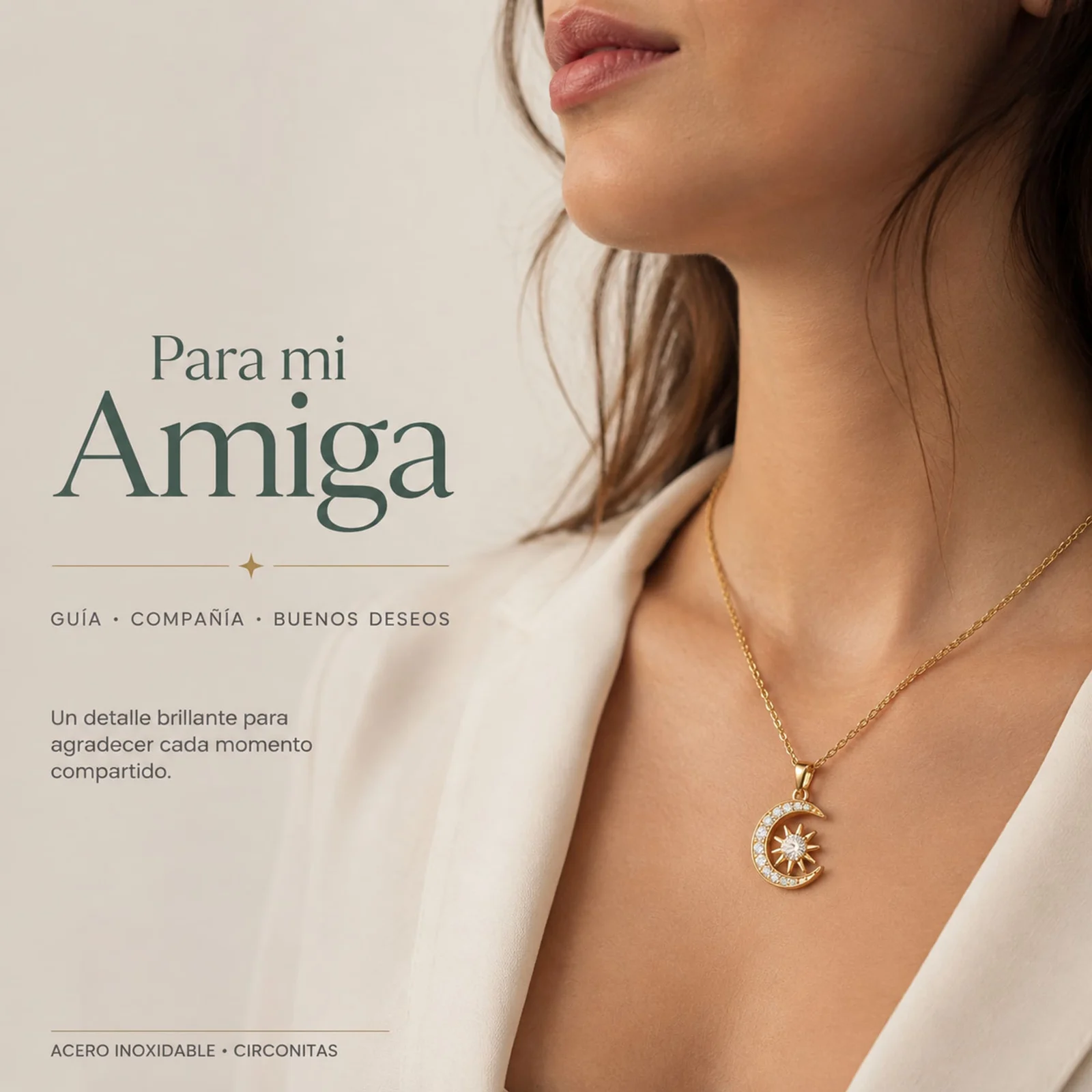 COLLAR ACERO CON CIRCONITA PARA REGALAR A  AMIGA