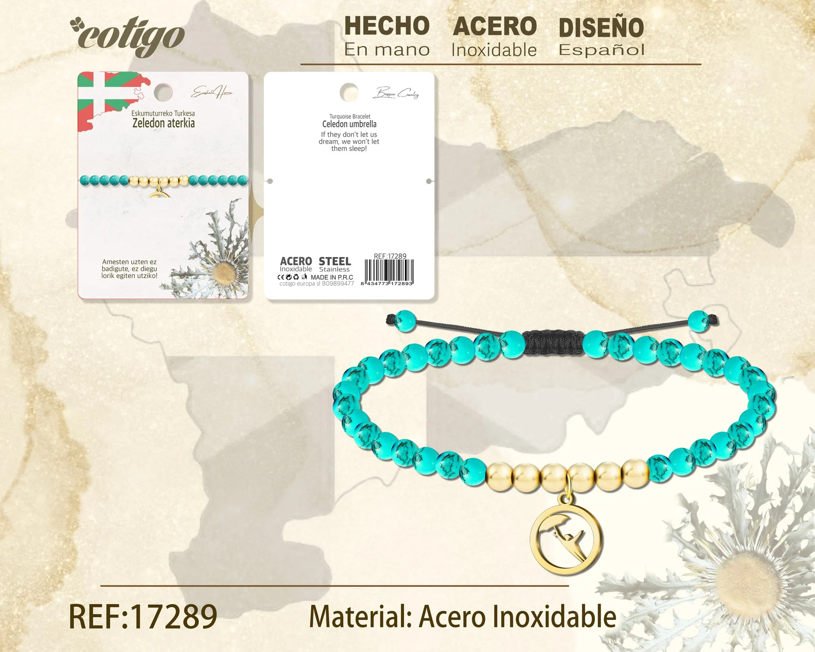 PULSERA TUQUESA -ZAELEDON ATERKIA-DORADO
