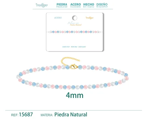 PULSERA CUARZO BLANCO+OPALINA+CUARZO ROSA 4MM
