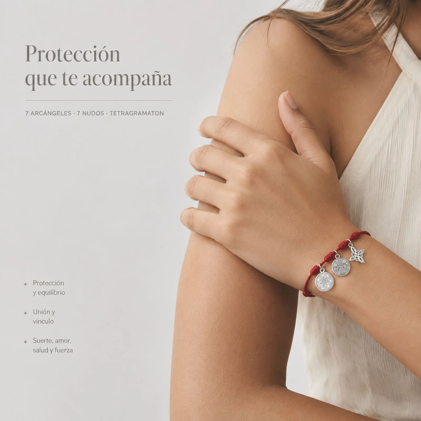 PULSERA 7 NUDOS CON TETRAGRÁMATON  NUDO DE BRUJA Y 7 ARCÁNGELES ACERO PLATEADO