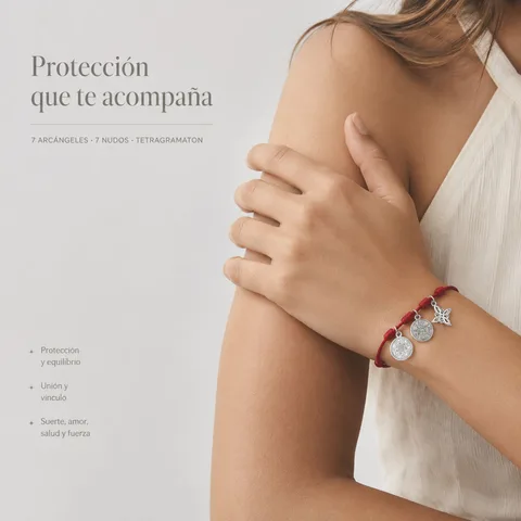 PULSERA 7 NUDOS CON TETRAGRÁMATON  NUDO DE BRUJA Y 7 ARCÁNGELES ACERO PLATEADO