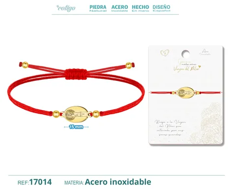 PULSERA HILO ENCERADO CON COLGANTE VIGEN PILAR COLOR DORADO