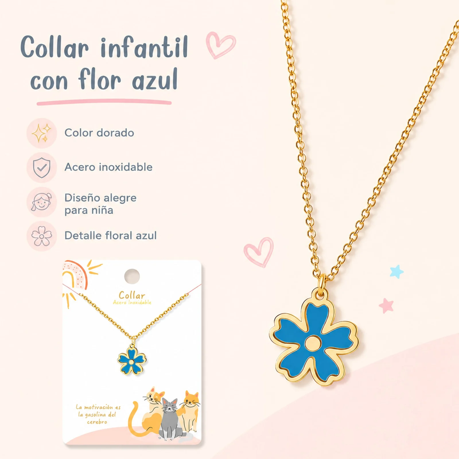 COLLAR NIÑA ACERO COLOR DORADO