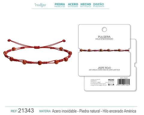 PULSERA HILO ENCERADO CON JASPE ROO