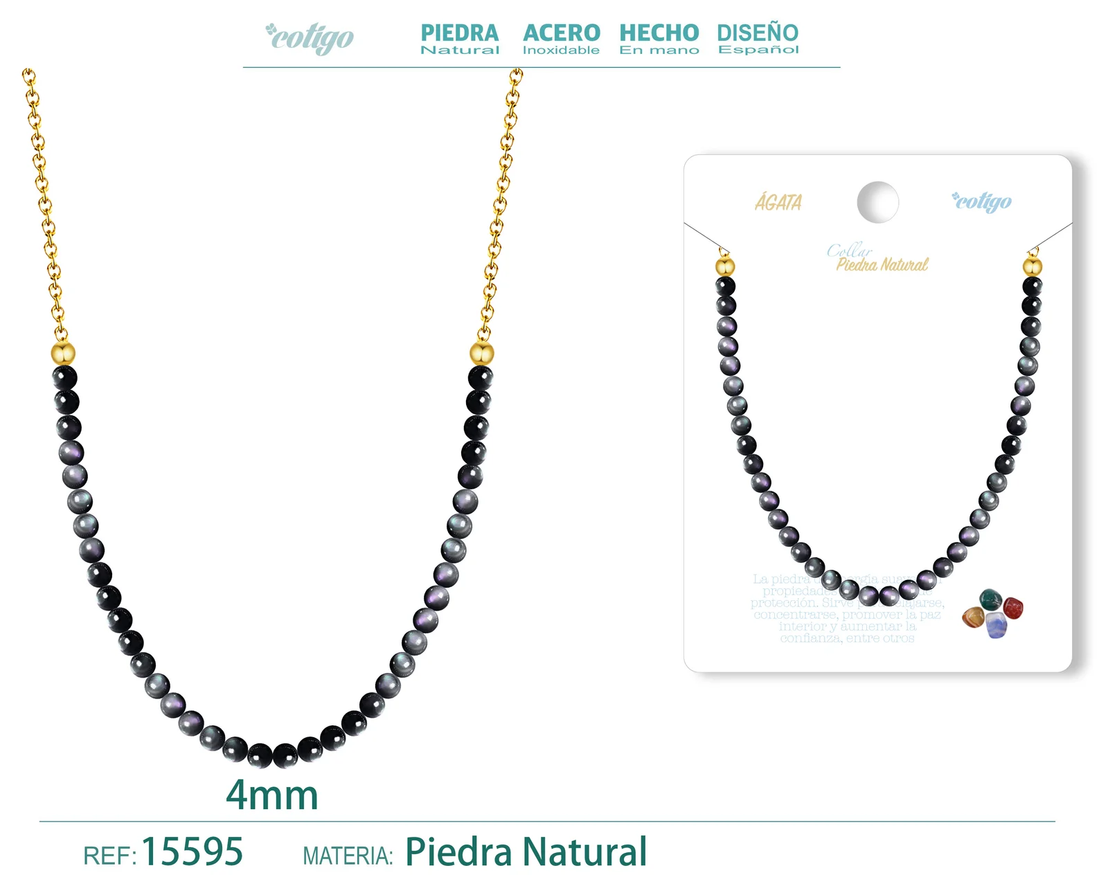 COLLAR OBSIDIANA 4MM