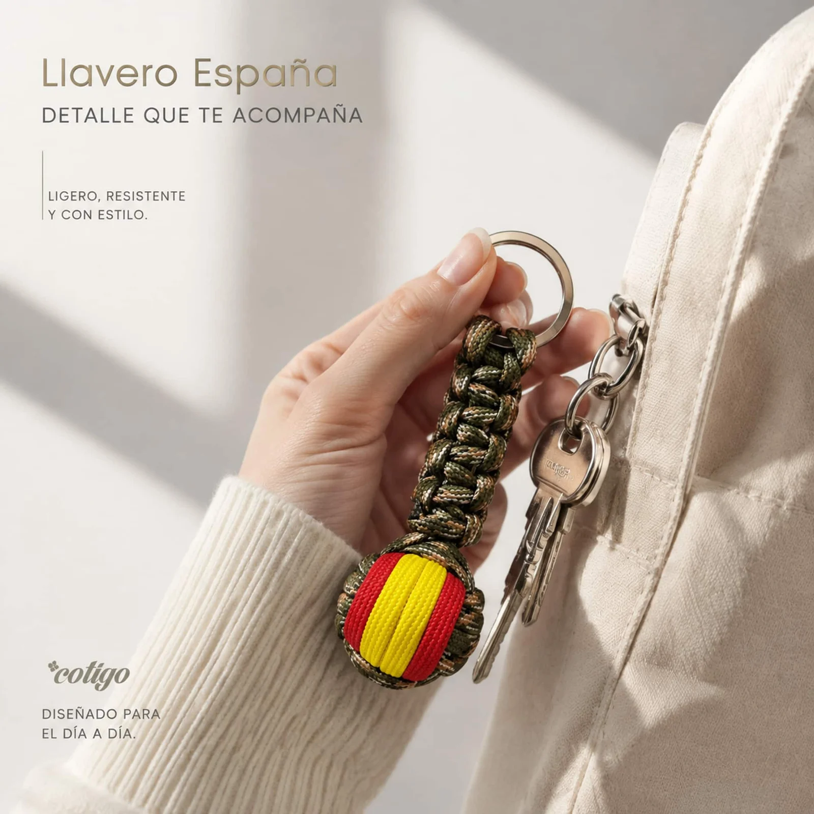 LLAVERO BOLA DE CUERDA CON ARO ACERO