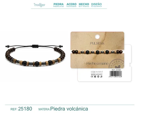 PULSERA PIEDRA VOLCANICA HECHO A MANO