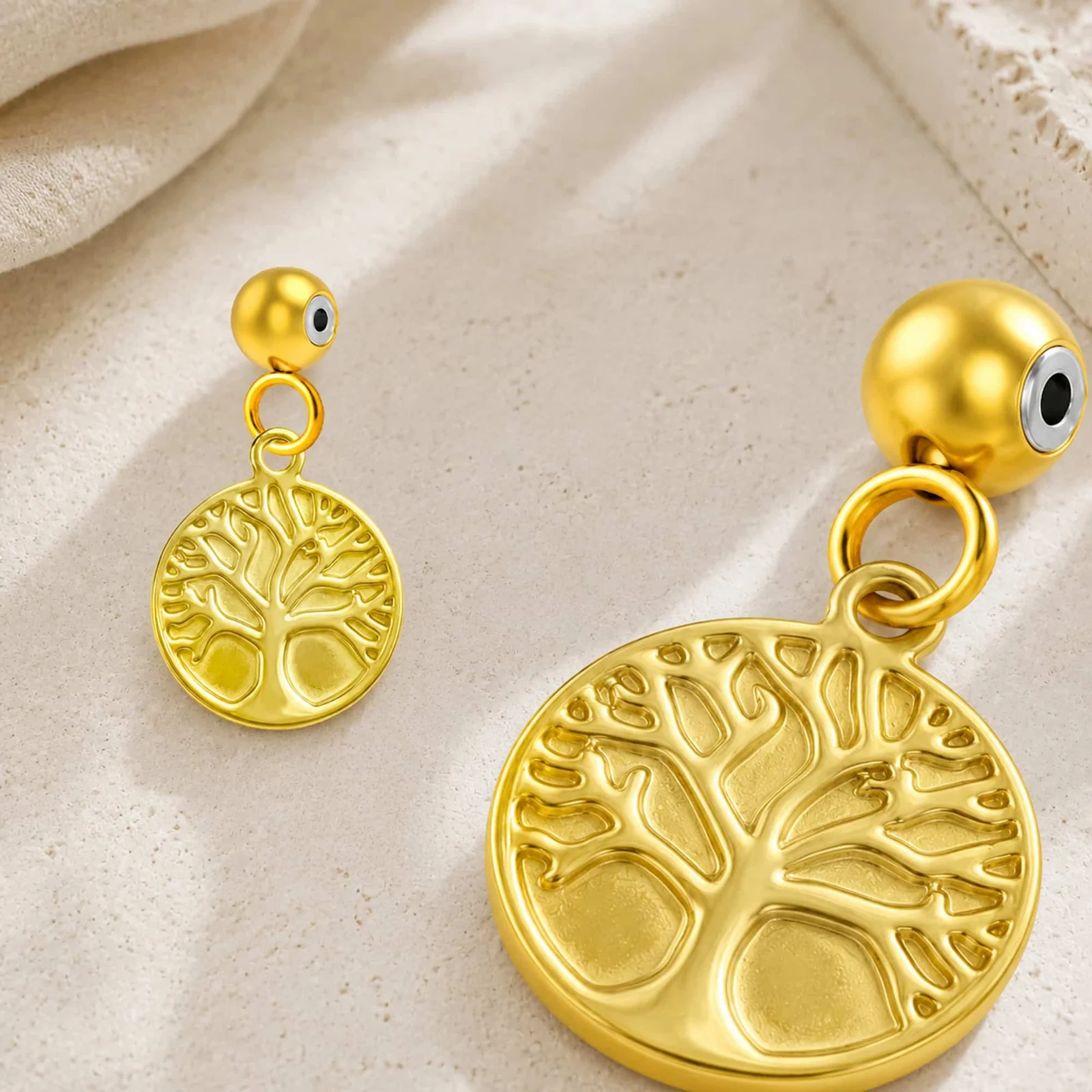 CHARM ACERO DORADO CHAPADO ORO 14 K-CON BOLA DE GOMA